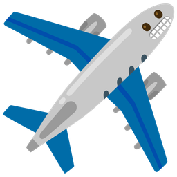 grimacing face and airplane