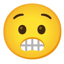 grimacing face and anguished face