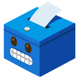 grimacing face and ballot box with ballot
