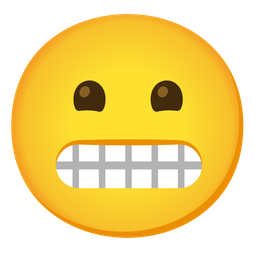 Grimacing face and Beaming face with smiling eyes