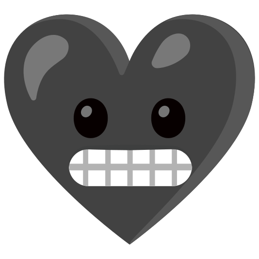 Grimacing face and Black heart