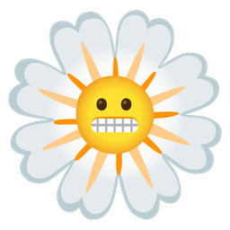 grimacing face and blossom