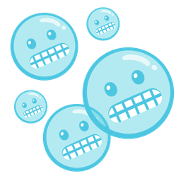 grimacing face and bubbles