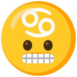 grimacing face and Cancer