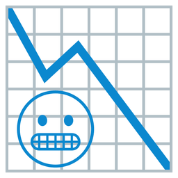 grimacing face and chart decreasing