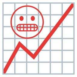 grimacing face and chart increasing
