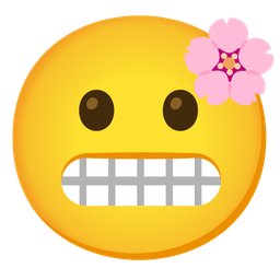 grimacing face and cherry blossom