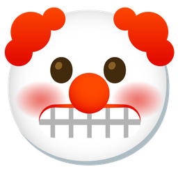 grimacing face and clown face