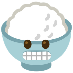 grimacing face and cooked rice