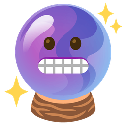 grimacing face and crystal ball