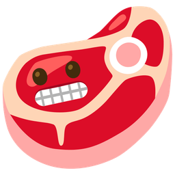 grimacing face and cut of meat