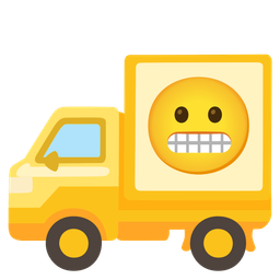 grimacing face and delivery truck