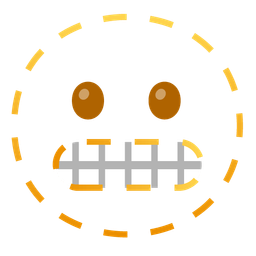 grimacing face and dotted line face