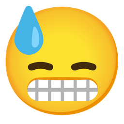 grimacing face and downcast face with sweat