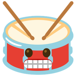 grimacing face and drum
