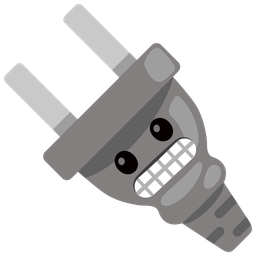 grimacing face and electric plug