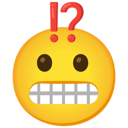 grimacing face and exclamation question mark