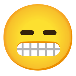 grimacing face and expressionless face