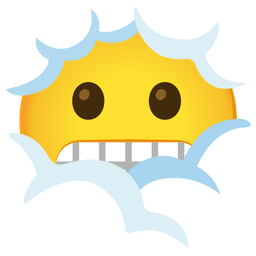 grimacing face and face in clouds