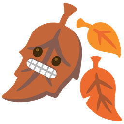 grimacing face and fallen leaf