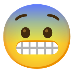 grimacing face and fearful face