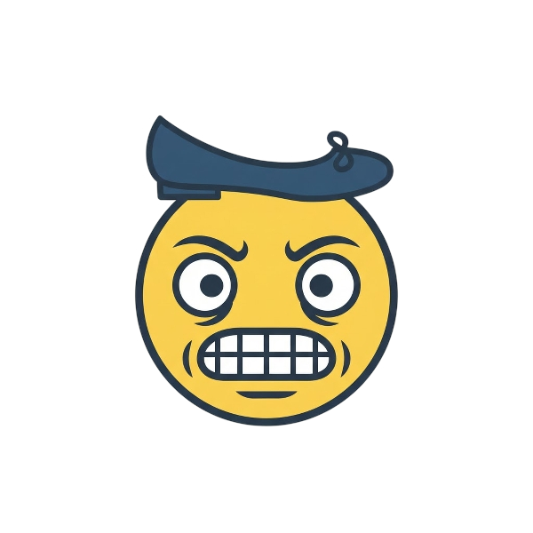 Grimacing face and Flat shoe