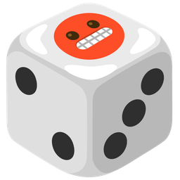 grimacing face and game die