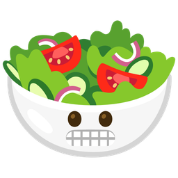 grimacing face and green salad