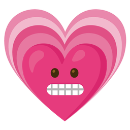 grimacing face and growing heart