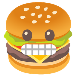 grimacing face and hamburger