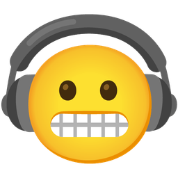grimacing face and headphone