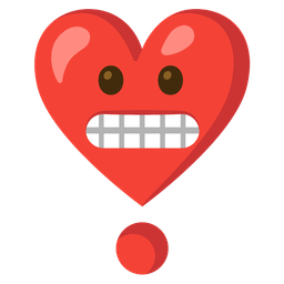 grimacing face and heart exclamation