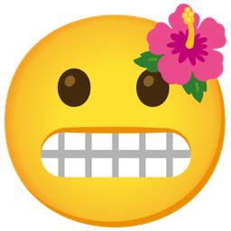 grimacing face and hibiscus