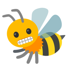 grimacing face and honeybee