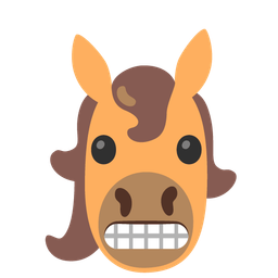 grimacing face and horse