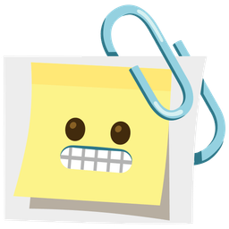 grimacing face and linked paperclips