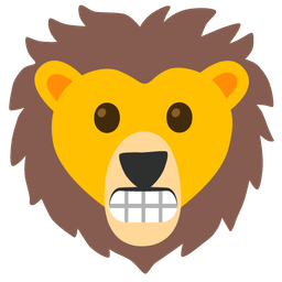 grimacing face and lion