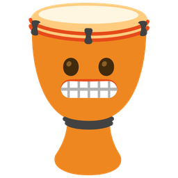 grimacing face and long drum