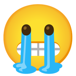 grimacing face and loudly crying face