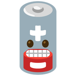 grimacing face and low battery