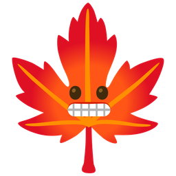 grimacing face and maple leaf