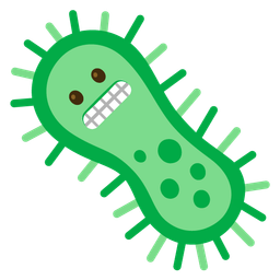 grimacing face and microbe