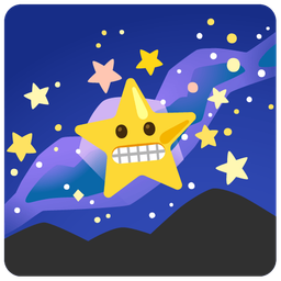 grimacing face and milky way