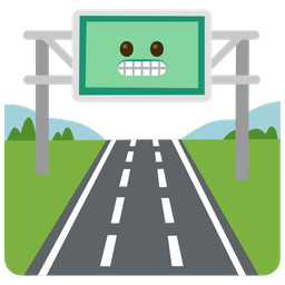 grimacing face and motorway