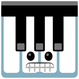 grimacing face and musical keyboard