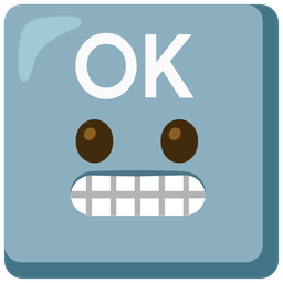 grimacing face and OK button