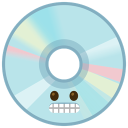 grimacing face and optical disk