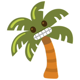 grimacing face and palm tree