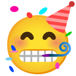 grimacing face and partying face