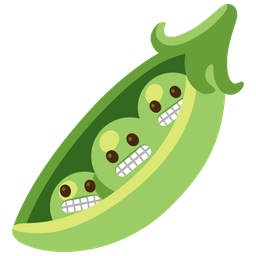 grimacing face and pea pod